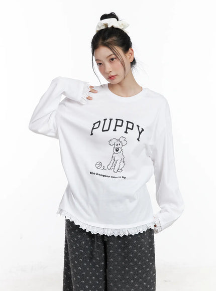 oversized-graphic-lace-tee-cj519 / White