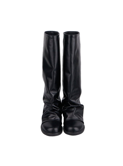 wrinkled-faux-leather-long-boots-cd420