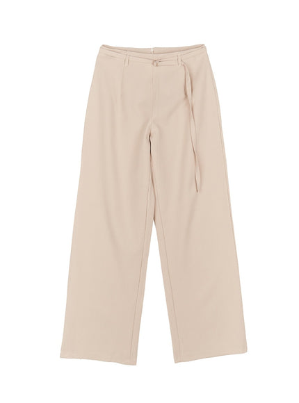 buckle-up-wide-fit-slacks-pants-cm511 / Beige