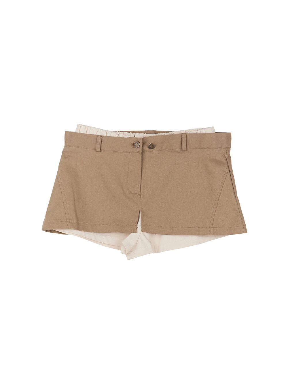 layered-low-rise-cotton-shorts-cy528 / Beige