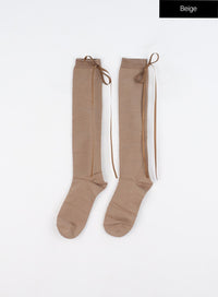 ribbon-tie-socks-oo319 / Beige