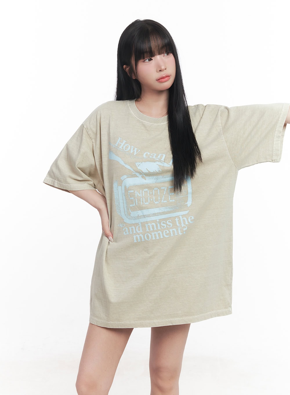 graphic-oversize-cotton-t-shirt-cy527 / Beige