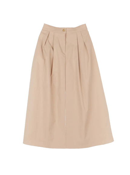 pleated-flare-midi-skirt-cg521 / Beige