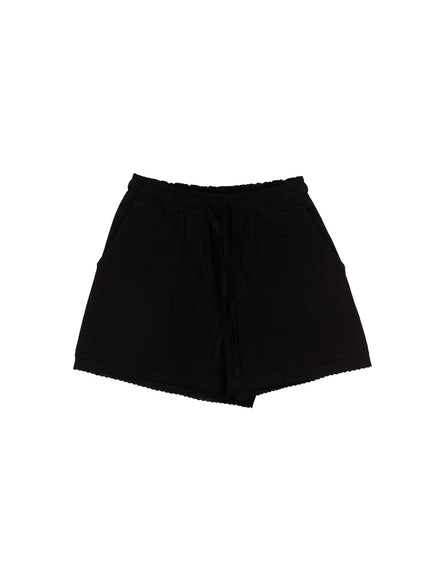 lace-trim-cotton-shorts-ca510 / Black