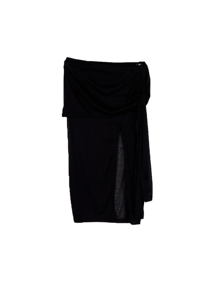 layered-sheer-midi-wrap-skirt-ca529 / Black