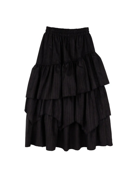 bohemian-tiered-maxi-skirt-cd531 / Black