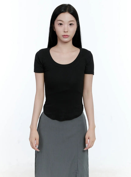 u-neck-slim-fit-tee-cg501 / Black