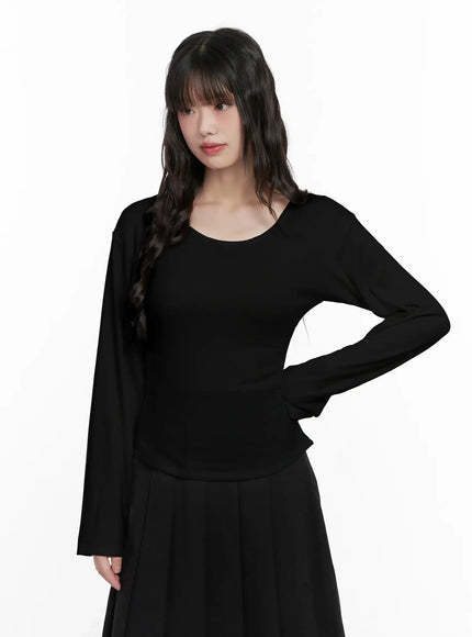 basic-fleece-lined-long-sleeve-tee-cn511 / Black