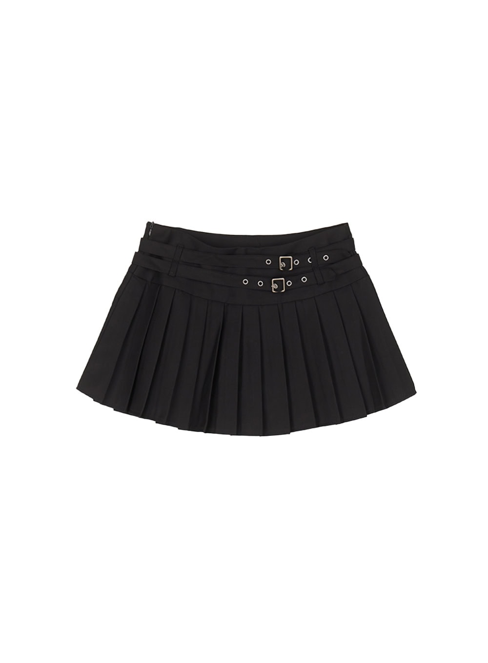 buckle-pleated-mini-skirt-cy501 / Black