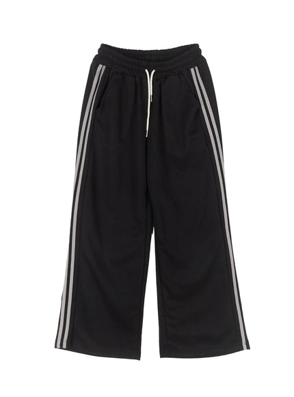cotton-wide-leg-trackpants-ca516 / Black