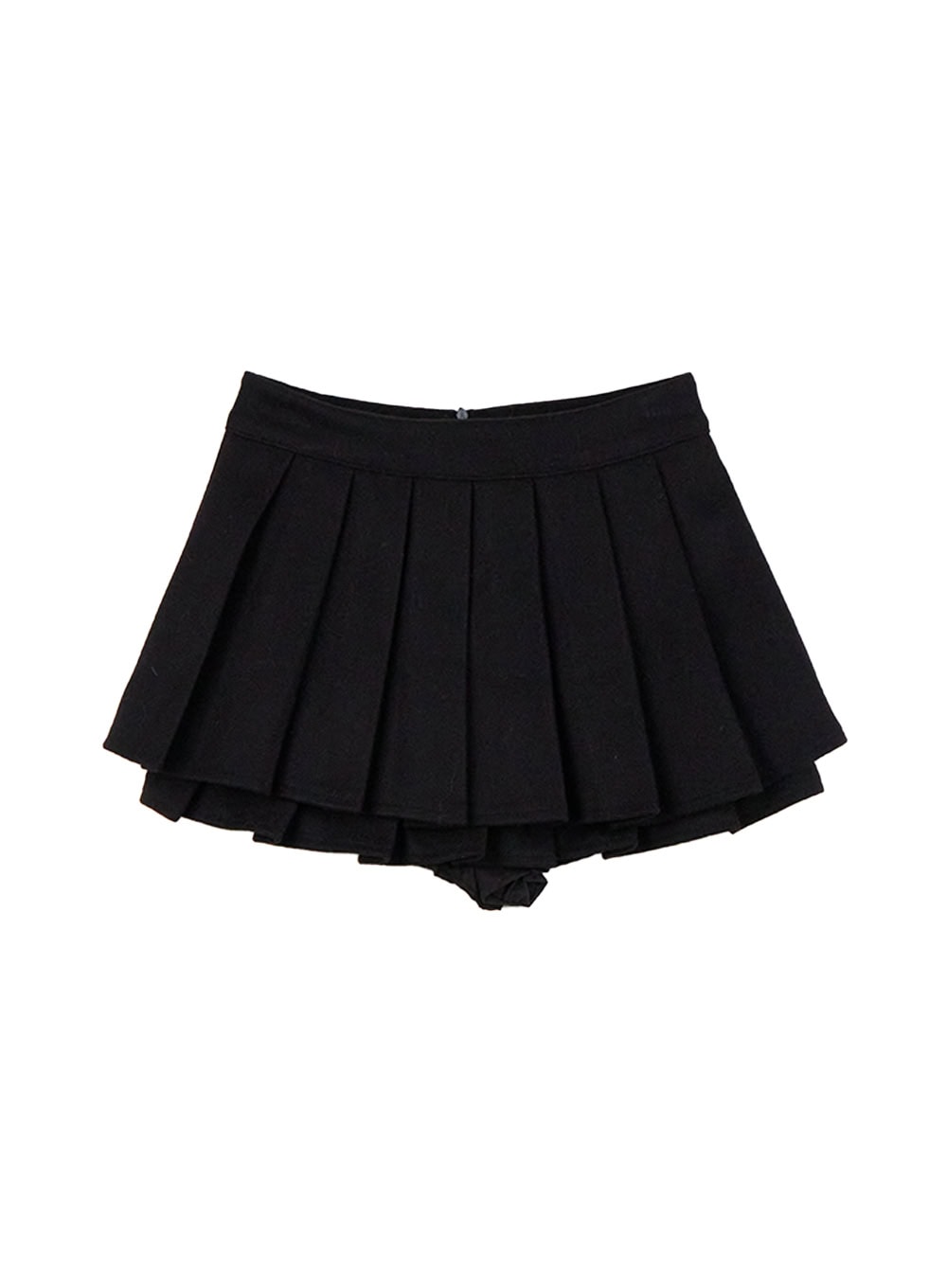 warm-pleated-mini-skirt-cd423 / Black