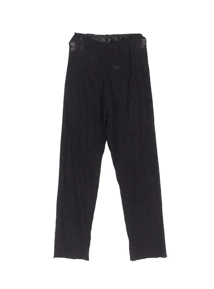 star-print-sheer-mid-length-leggings-cu519 / Black
