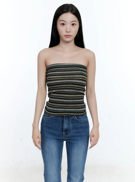 striped-knit-tube-top-cg501 / Black
