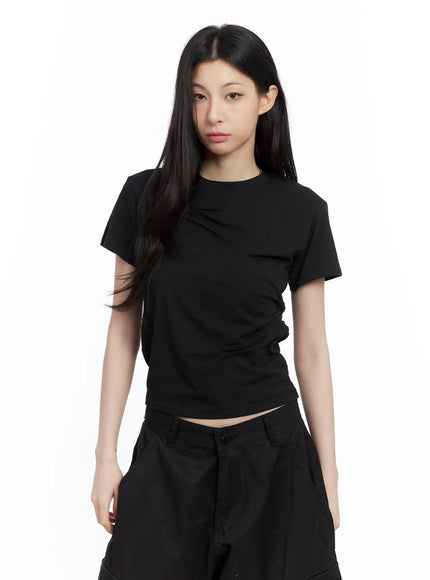 textured-u-neck-tee-cu530 / Black