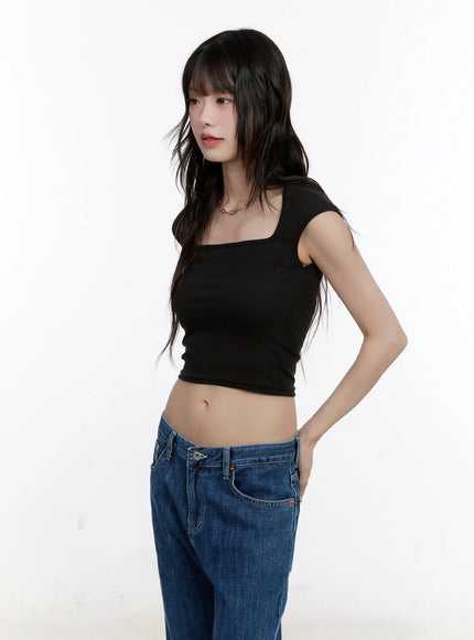 square-neck-fitted-top-cl507 / Black