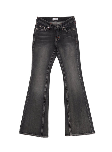 Elisa Stitched Low-Rise Flared Jeans CF514