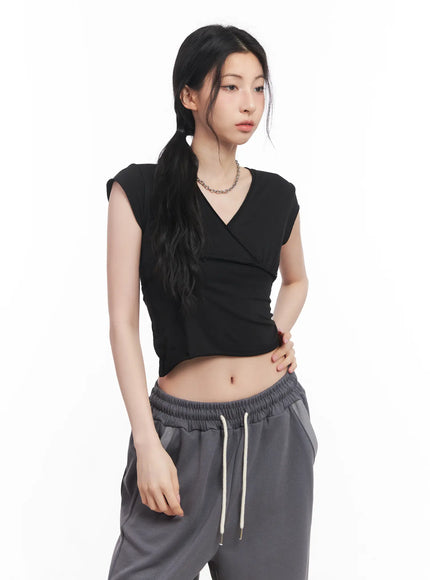 v-neck-cropped-tee-cu511 / Black