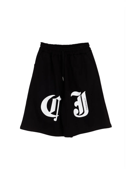 Gothic Lettering Oversized Shorts CA506