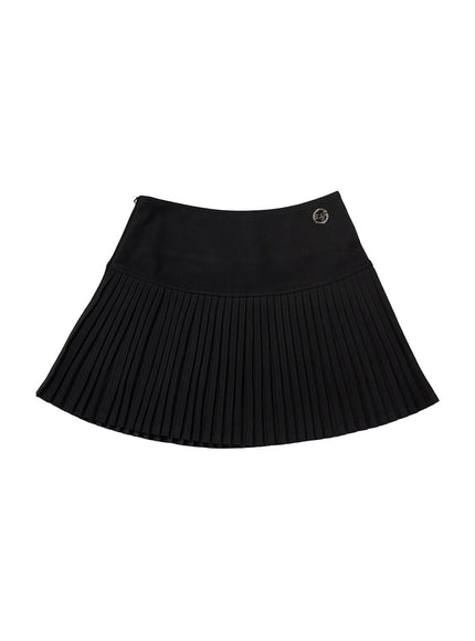 pleated-solid-mini-skirt-cn425 / Black