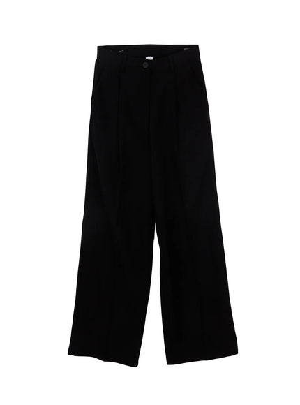 basic-pin-tuck-wide-leg-slacks-cm505 / Black