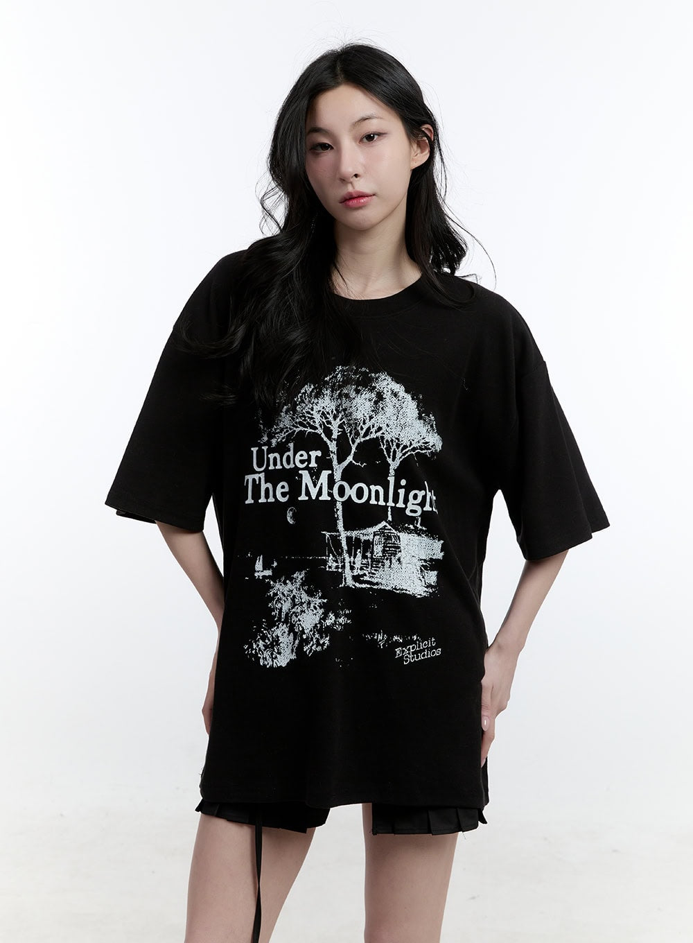 warm-graphic-oversized-t-shirt-cj520 / Black