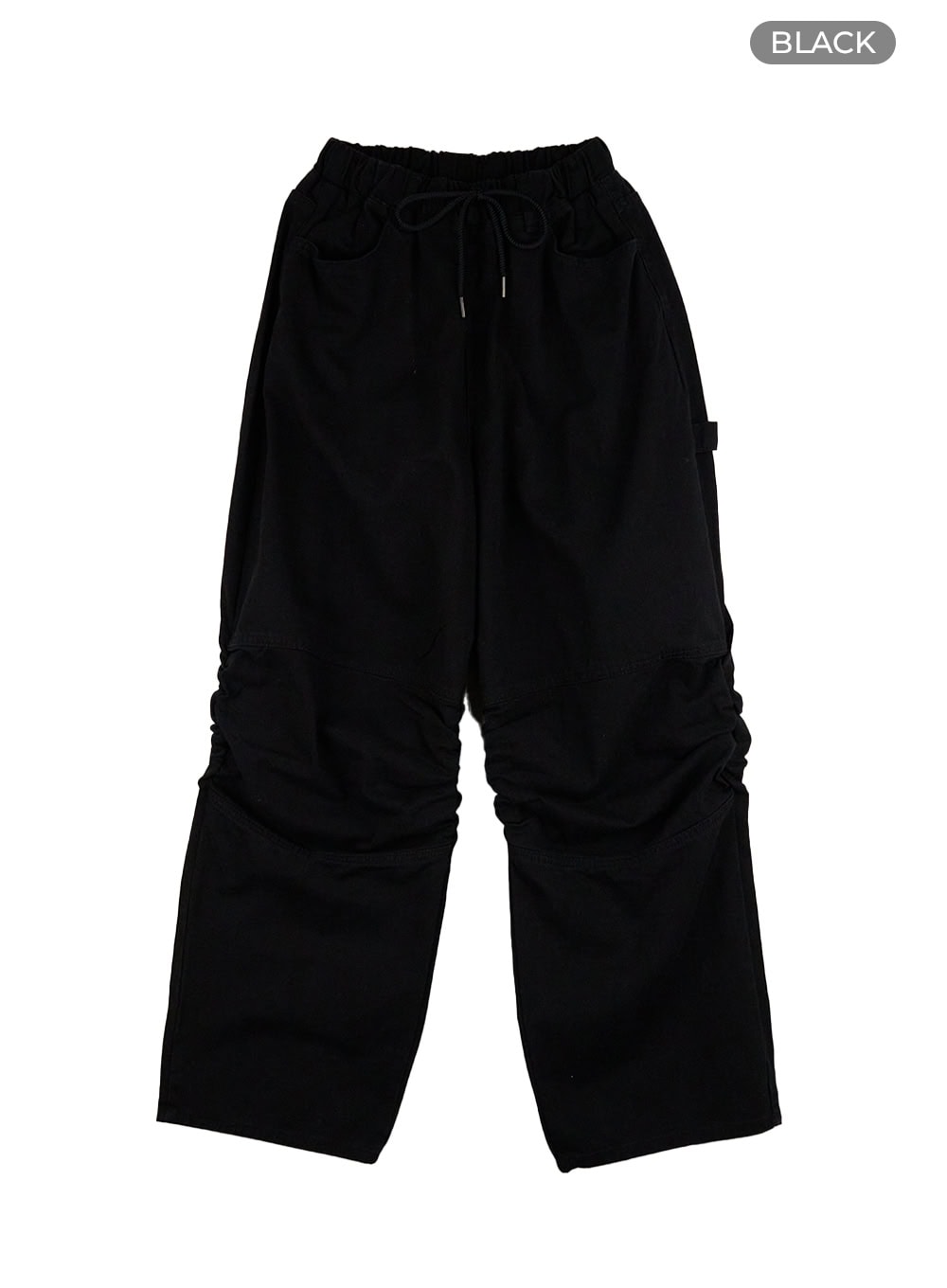 shirred-cotton-banded-pants-unisex-cg420 / Black