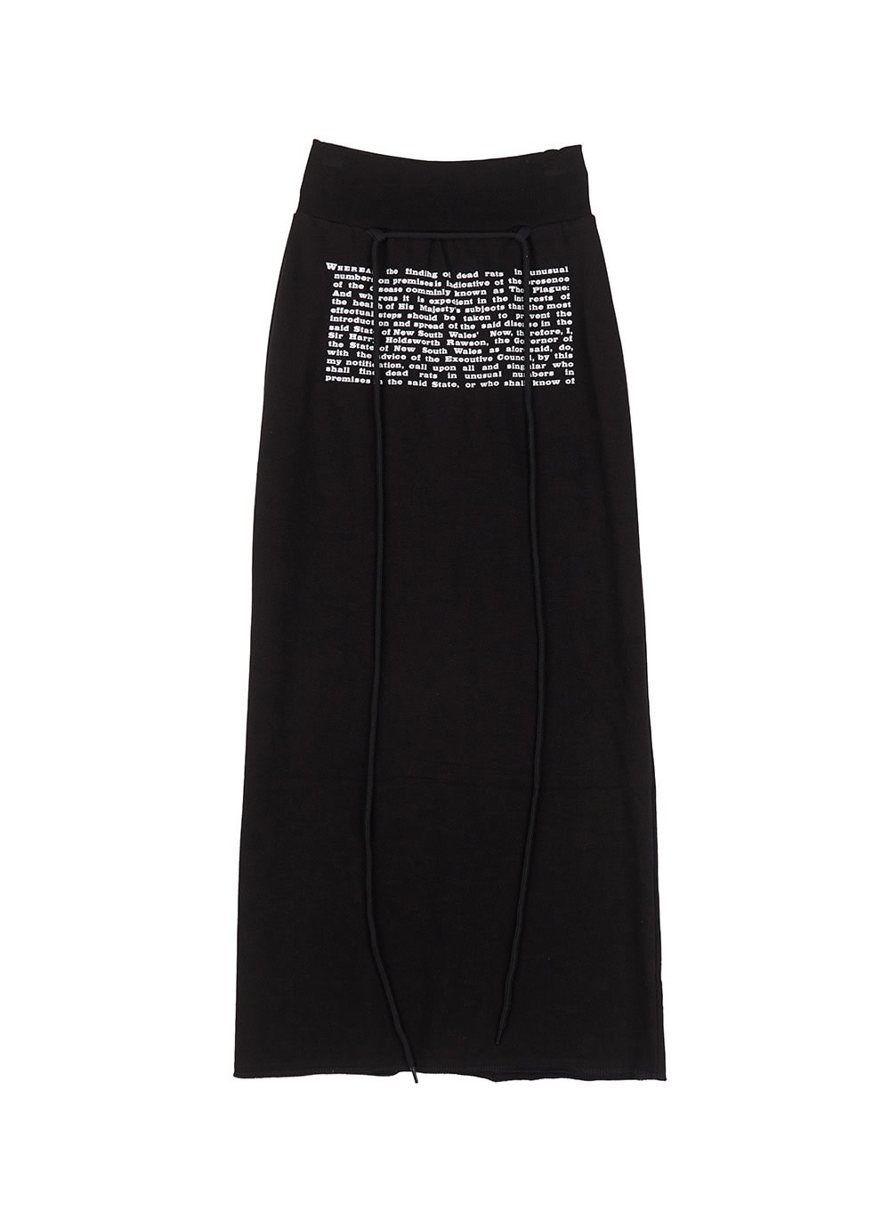 drawstring-script-maxi-sweatskirt-cy528 / Black