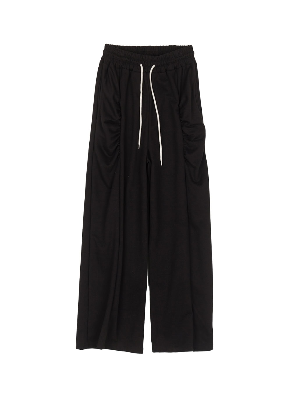 shirred-wide-fit-sweatpants-cy506 / Black
