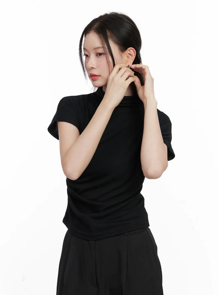 Draped Mock Neck Top CO531