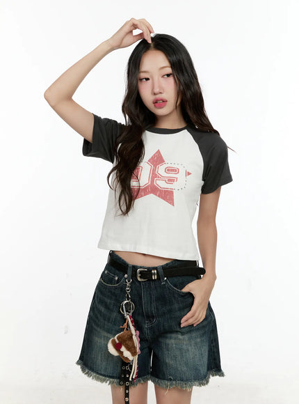 vintage-graphic-crop-tee-cl531 / Dark gray