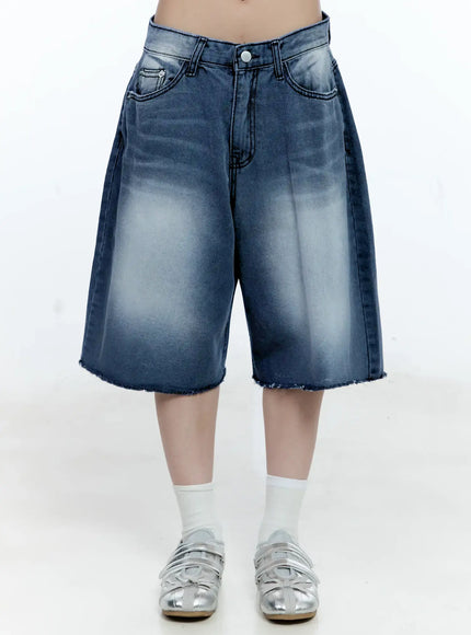 casual-distressed-jorts-cg511 / Blue