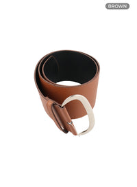 faux-leather-wide-buckle-belt-ca401 / Brown