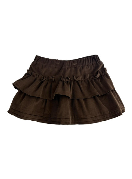 corduroy-ruffle-mini-skirt-co530 / Brown