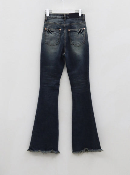 Faded Washing Bootcut Denim Pants CO17