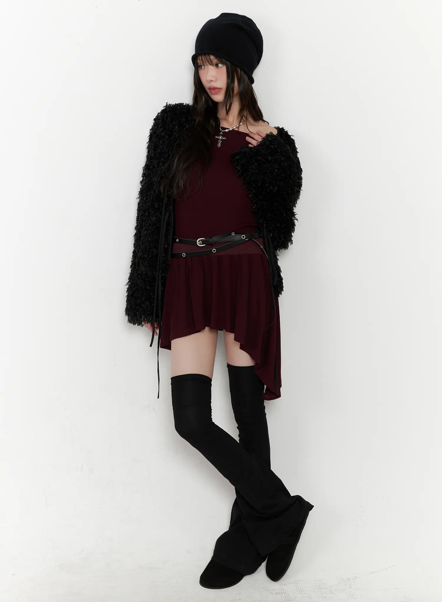 faux-fur-ribbon-cardigan-cn511