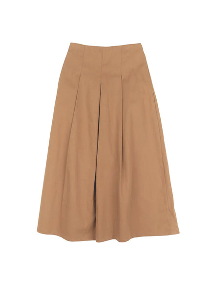 elegant-pleated-flare-long-skirt-f502 / Dark beige