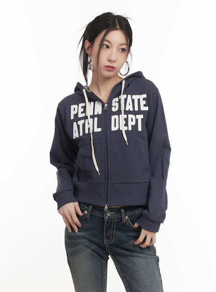 Patchwork Zip-Up Hooded Sweatshirt CF514