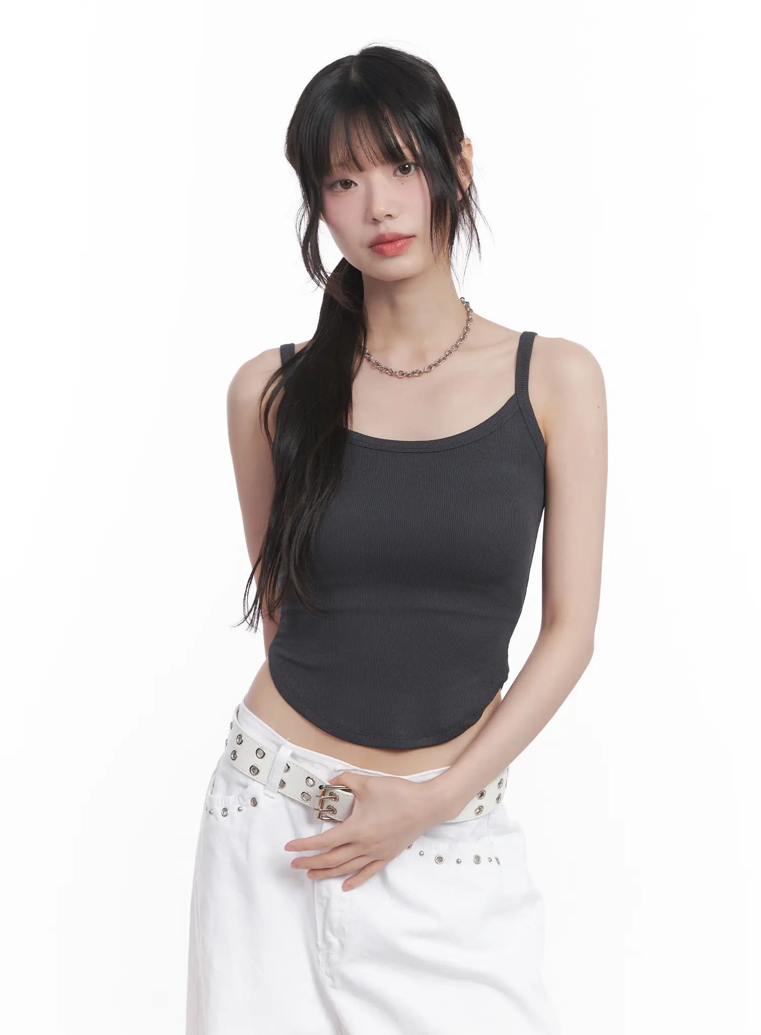 u-neck-crop-cami-top-cu520 / Dark gray