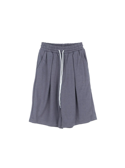 pintuck-bermuda-sweat-shorts-cu519 / Dark gray