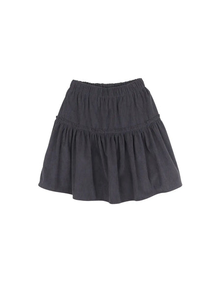 tiered-corduroy-midi-skirt-cd514 / Dark gray