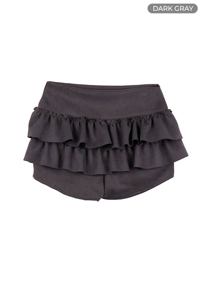 double-ruffle-mini-skirt-co423 / Dark gray