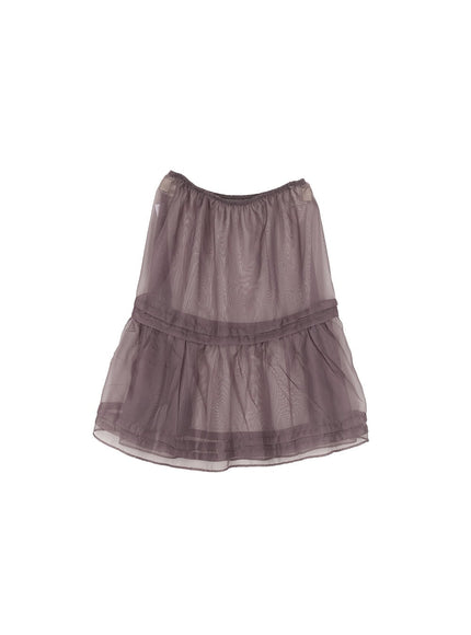 sheer-tiered-ruffle-midi-skirt-cf518 / Dark gray