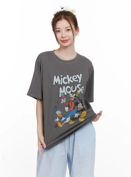 oversized-cartoon-graphic-tee-cl524 / Dark gray