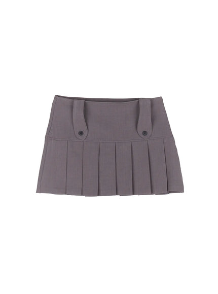 solid-pleated-mini-skirt-cu511 / Dark gray