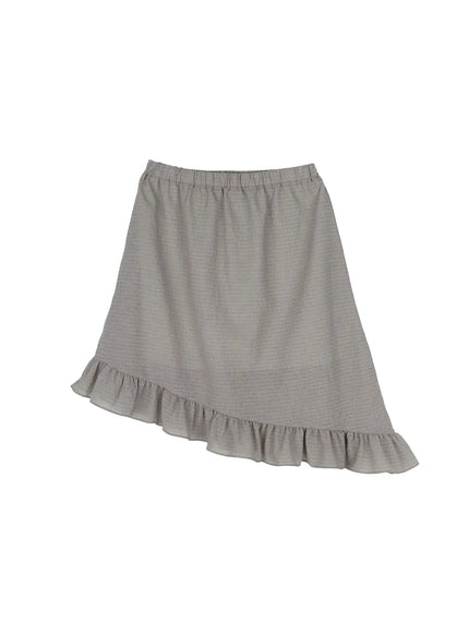 asymmetric-frill-midi-skirt-cy515 / Dark Green