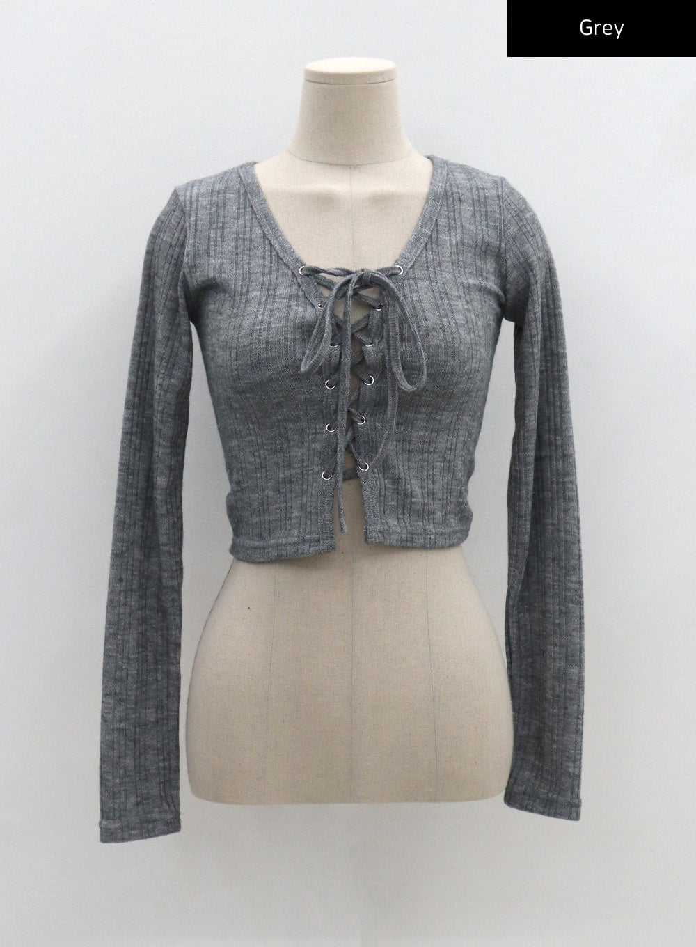 Lace Up Ribbed Crop Cardigan CG25