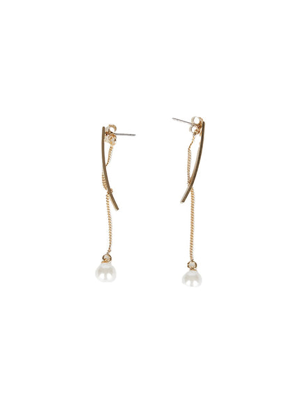 faux-pearl-long-earrings-ca516 / Gold