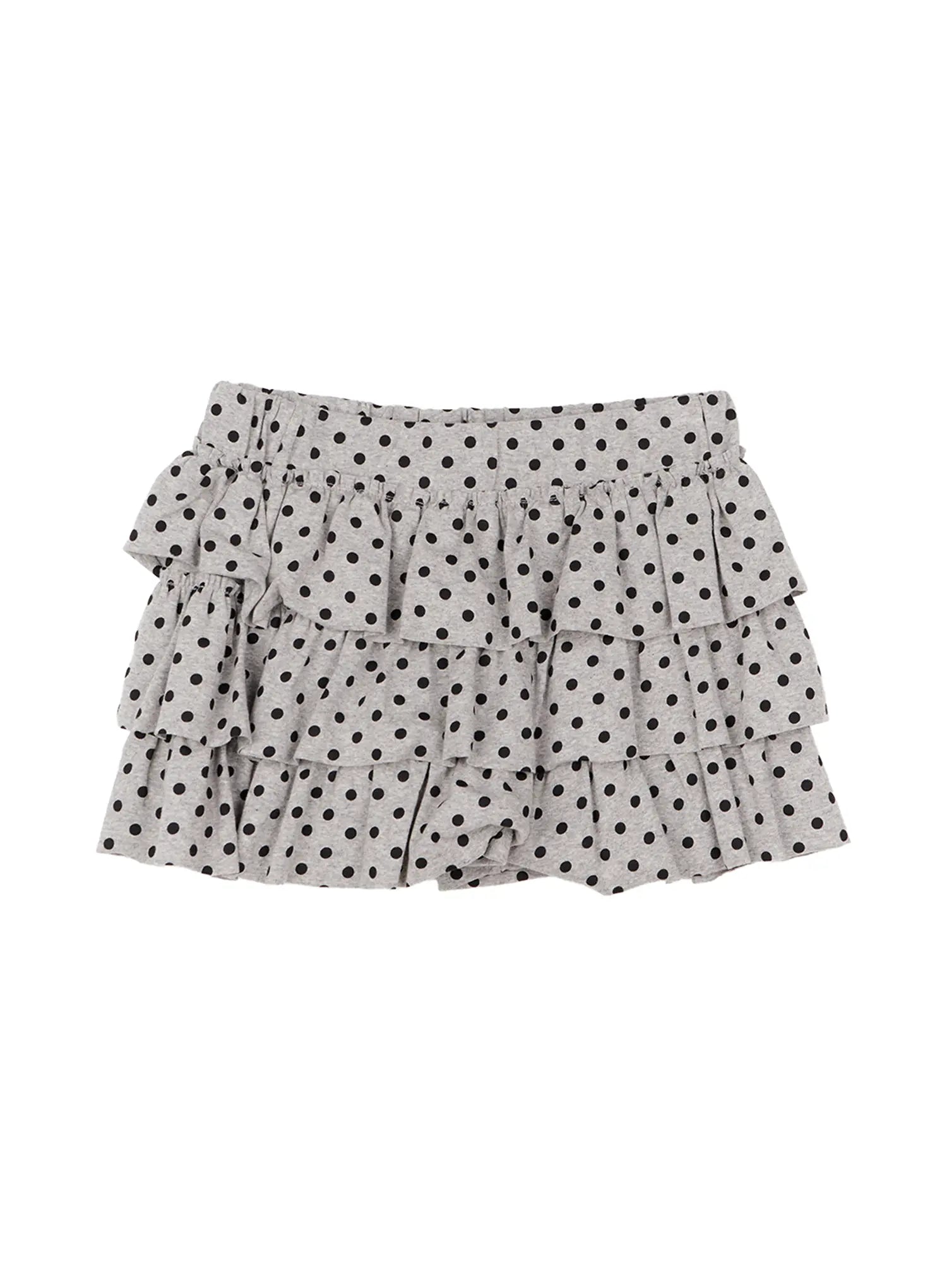 polka-dot-layered-mini-skirt-cn514 / Gray