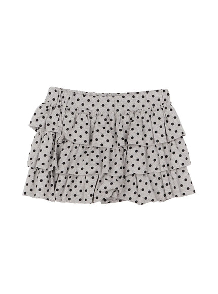 polka-dot-layered-mini-skirt-cn514 / Gray