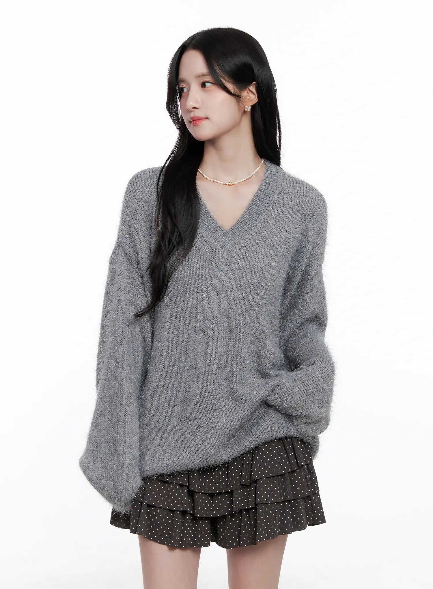 cozy-v-neck-sweater-cs519 / Gray